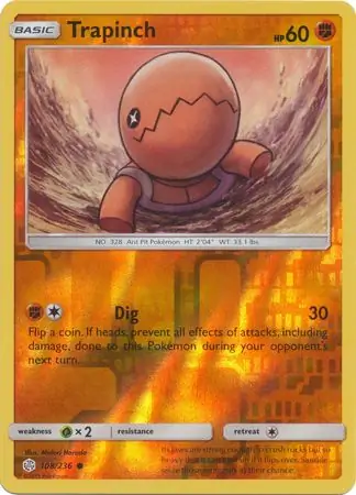 Trapinch Reverse Holo Pokemon card from Cosmic Eclipse