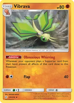 Vibrava Pokemon card from Cosmic Eclipse