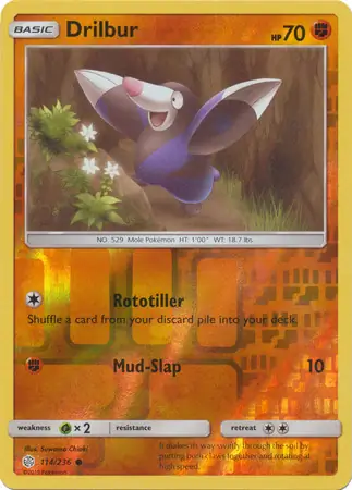 Drilbur Reverse Holo Pokemon card from Cosmic Eclipse