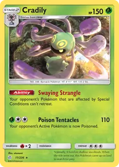 Cradily Pokemon card from Cosmic Eclipse