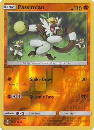 Passimian Reverse Holo Pokemon card from Cosmic Eclipse