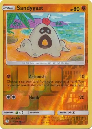 Sandygast Reverse Holo Pokemon card from Cosmic Eclipse