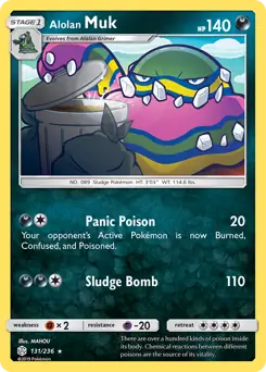 Alolan Muk Pokemon card from Cosmic Eclipse
