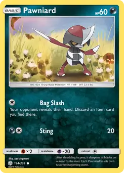 Pawniard Pokemon card from Cosmic Eclipse