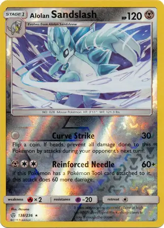 Alolan Sandslash Reverse Holo Pokemon card from Cosmic Eclipse