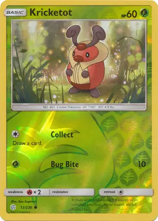 Kricketot Reverse Holo Pokemon card from Cosmic Eclipse