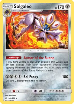 Solgaleo Pokemon card from Cosmic Eclipse