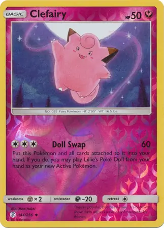 Clefairy Reverse Holo Pokemon card from Cosmic Eclipse
