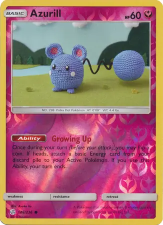 Azurill Reverse Holo Pokemon card from Cosmic Eclipse