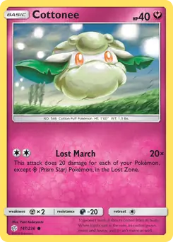 Cottonee Pokemon card from Cosmic Eclipse