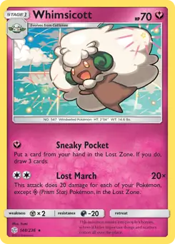 Whimsicott Pokemon card from Cosmic Eclipse