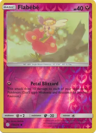 Flabebe Reverse Holo Pokemon card from Cosmic Eclipse
