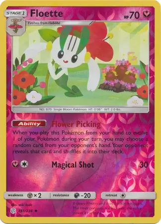 Floette Reverse Holo Pokemon card from Cosmic Eclipse