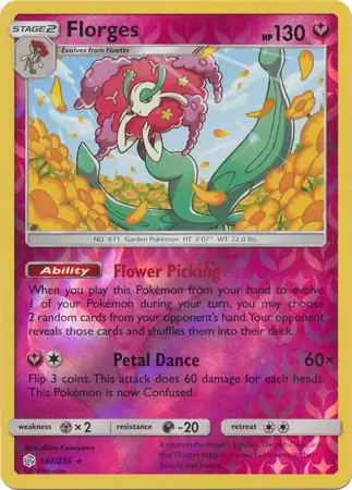 Florges Reverse Holo Pokemon card from Cosmic Eclipse