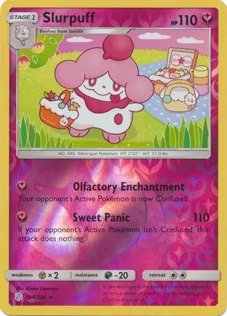Slurpuff Reverse Holo Pokemon card from Cosmic Eclipse