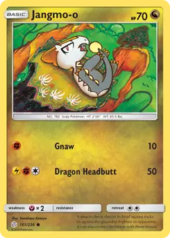Jangmo-o Pokemon card from Cosmic Eclipse