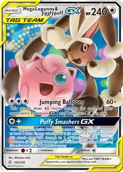 Mega Lopunny & Jigglypuff GX Pokemon card from Cosmic Eclipse