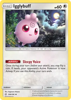 Igglybuff Pokemon card from Cosmic Eclipse