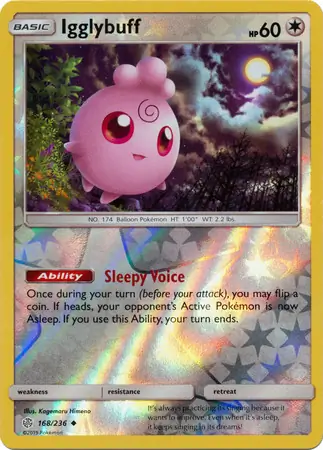 Igglybuff Reverse Holo Pokemon card from Cosmic Eclipse