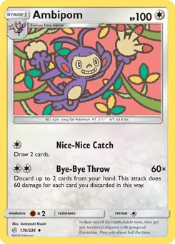 Ambipom Pokemon card from Cosmic Eclipse