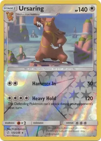 Ursaring Reverse Holo Pokemon card from Cosmic Eclipse