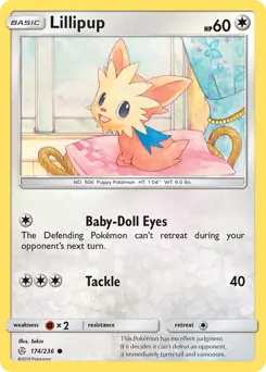 Lillipup Pokemon card from Cosmic Eclipse