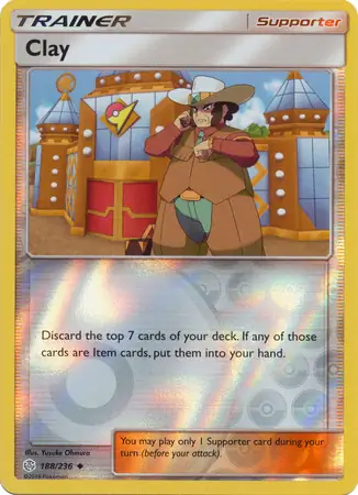 Clay Reverse Holo Pokemon card from Cosmic Eclipse