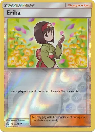 Erika Reverse Holo Pokemon card from Cosmic Eclipse