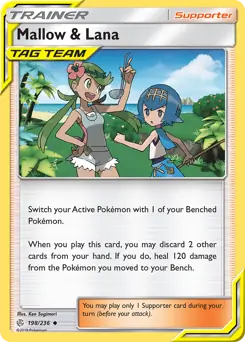 Mallow & Lana Pokemon card from Cosmic Eclipse