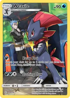 Weavile Secret Pokemon card from Cosmic Eclipse