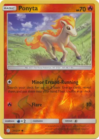 Ponyta Reverse Holo Pokemon card from Cosmic Eclipse