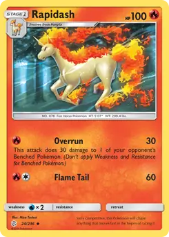 Rapidash Pokemon card from Cosmic Eclipse