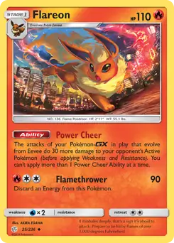 Flareon Pokemon card from Cosmic Eclipse