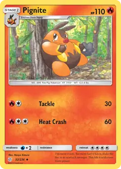 Pignite Pokemon card from Cosmic Eclipse