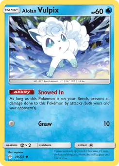 Alolan Vulpix Pokemon card from Cosmic Eclipse