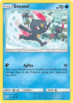 Sneasel Pokemon card from Cosmic Eclipse