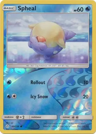 Spheal Reverse Holo Pokemon card from Cosmic Eclipse