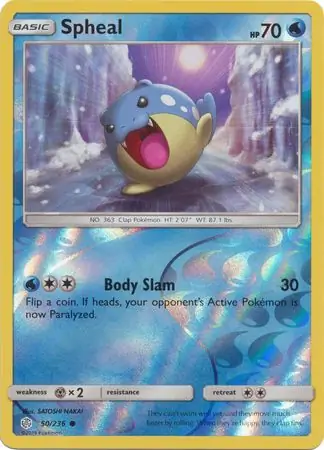 Spheal Reverse Holo Pokemon card from Cosmic Eclipse