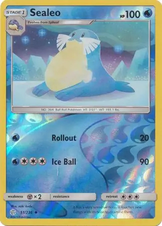 Sealeo Reverse Holo Pokemon card from Cosmic Eclipse