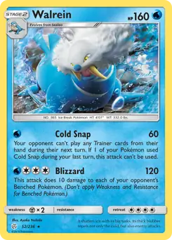 Walrein Pokemon card from Cosmic Eclipse