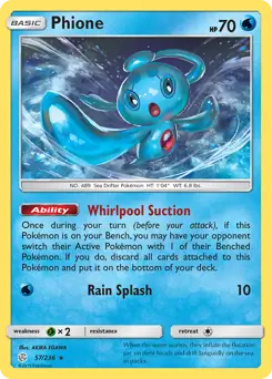 Phione Pokemon card from Cosmic Eclipse