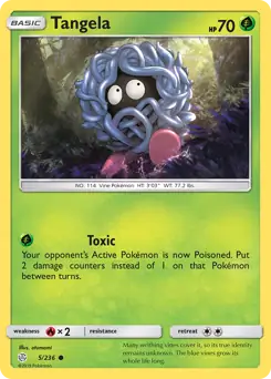 Tangela Pokemon card from Cosmic Eclipse