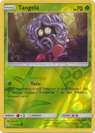Tangela Reverse Holo Pokemon card from Cosmic Eclipse
