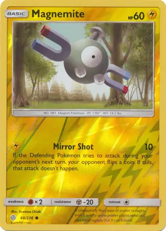 Magnemite Reverse Holo Pokemon card from Cosmic Eclipse