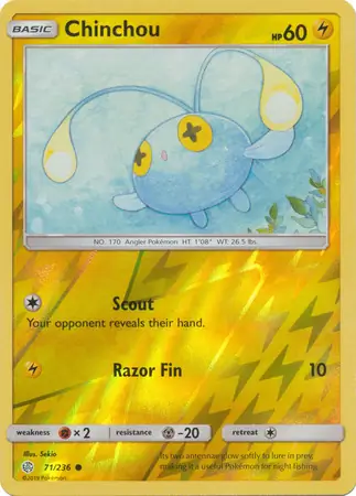 Chinchou Reverse Holo Pokemon card from Cosmic Eclipse