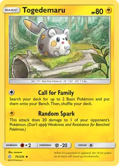 Togedemaru Pokemon card from Cosmic Eclipse