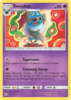 Swoobat Pokemon card from Cosmic Eclipse