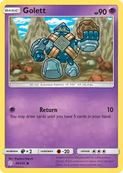 Golett Pokemon card from Cosmic Eclipse