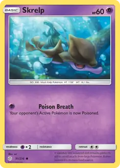 Skrelp Pokemon card from Cosmic Eclipse