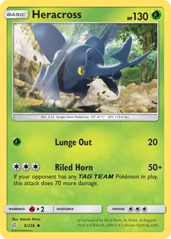 Heracross Pokemon card from Cosmic Eclipse
